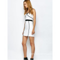 White Piping Bodycon Bandage Slip Dress